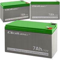 Qoltec Wydajny Akumulator AGM 12V 7Ah max 105A UPS skuter kamper łódź
