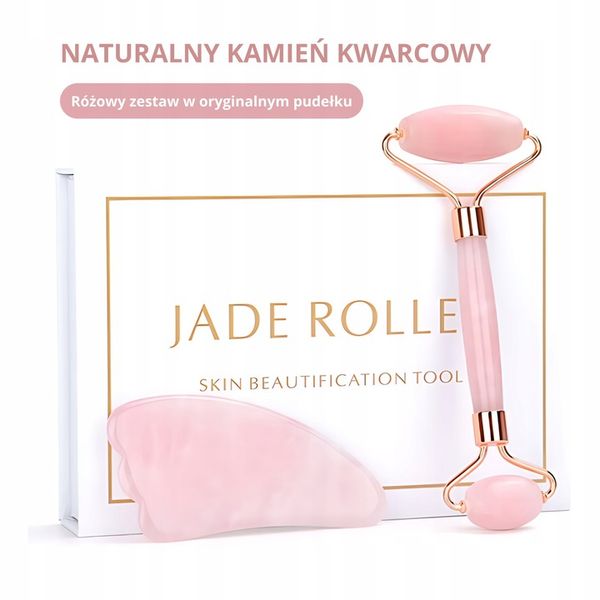 ROLLER WAŁEK KWARCOWY DO TWARZY + KAMIEŃ GUA SHA DO MASAŻU TWARZY I CIAŁA zdjęcie 7