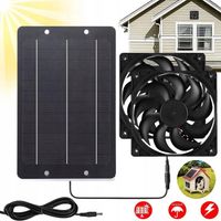 ZEWNĘTRZNY PANEL SOLARNY WENTYLATOR 10W PODWÓJNY WYDECH DO SZKLARNI KURNIKA