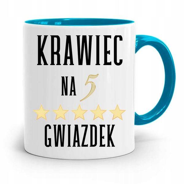 Kubek Błękitny Krawcowej Krawca Na 5 Gwiazdek Z Nadrukiem Ze Zdjęciem zdjęcie 1