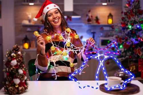 Lampki Zewnętrzne Świąteczne Dzwonki Choinkowe LED Czerwone Niebieskie IP44 na Arena.pl