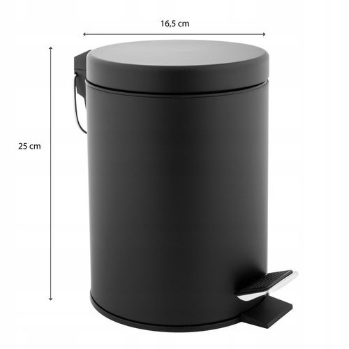 Kosz na śmieci Z PEDAŁEM OTWIERANIA do łazienki toalety WC czarny mat 3l na Arena.pl