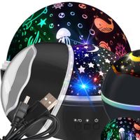 LAMPKA NOCNA PROJEKTOR GWIAZD RYBEK RZUTNIK NIEBA 2W1 CZARNA DLA DZIECKA