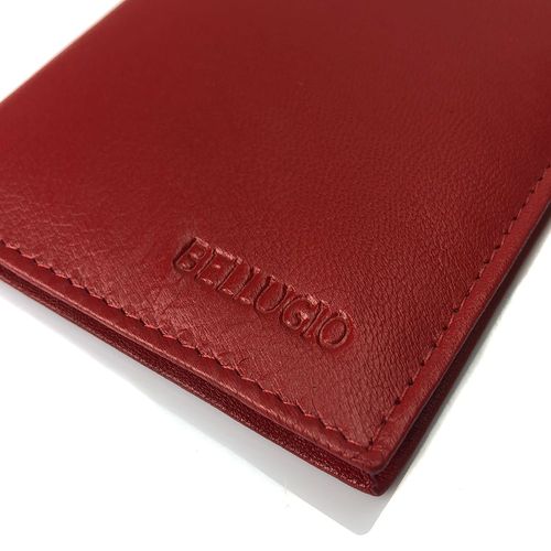 Skórzane etui z systemem RFID - ciemnoczerwone na Arena.pl