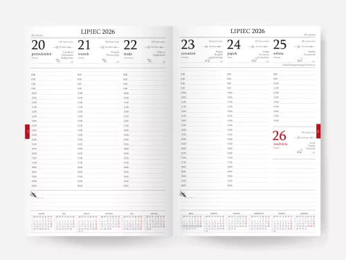 Jazz Kalendarz A5 Tygodniowy Czerwony 2026 na Arena.pl