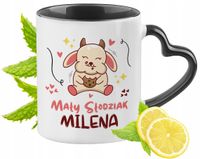 Kubek Czarny Z Uszkiem W Kształcie Serca Dla Mileny Idealny Na Prezent