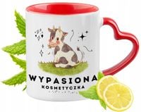 Kubek Czerwony Z Uszkiem W Kształcie Serca Dla Kosmetyczki Na Prezent