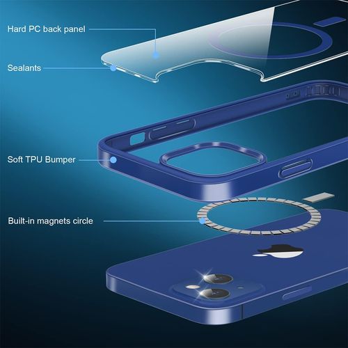 Etui iPhone 13 14 6.1" Niebieskie przezroczyste MagSafe na Arena.pl