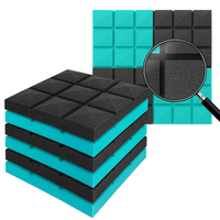 Panele akustyczne BUFFO 30×30 cm| grafit turkus| ZESTAW | – 4 szt