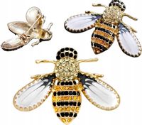 Złota Broszka Pszczoła Owad Osa Cyrkonie Jakość
