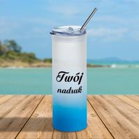 Kubek z matowego szkła błękitny gradient - z Twoim nadrukiem