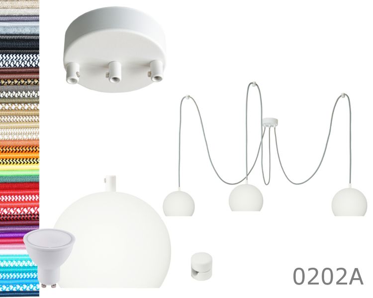 LAMPA kula biała z białymi hamulcami pająk 3 wisząca + GU10 zdjęcie 1