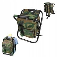 KRZESEŁKO WĘDKARSKIE TURYSTYCZNE KRZESŁO PLECAK Z TORBĄ TERMICZNĄ MORO