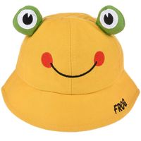 Żółty Kapelusz Dziecięcy Żabka Z Regulacją Bawełniany Letni Kap-Za-3
