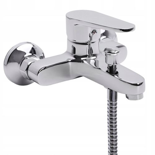 Bateria wannowa ścienna chrom srebrna z prysznicem kran do wanny YOKA HOME na Arena.pl