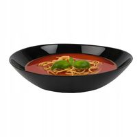 6x TALERZE OBIADOWE GŁĘBOKIE CZARNE OKRĄGŁE TALERZ NA ZUPĘ SZKŁO OPALOWE