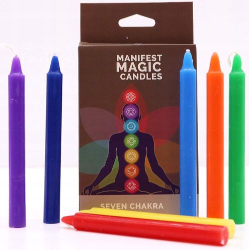 ZESTAW 7 MAGICZNYCH ŚWIEC RYTUALNYCH MANIFEST MAGIC CANDLES SIEDEM CZAKR na Arena.pl