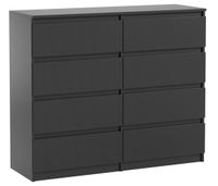 Komoda 8 Szuflad Do Salonu Sypialni Duża Pojemna Pari 8 Czarny Mat