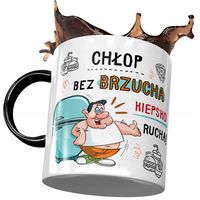 Kubek Czarny Śmieszny Chłop Bez Brzucha Prezent Z Nadrukiem Ze Zdjęciem