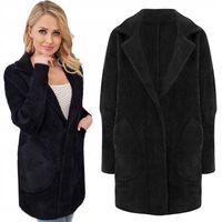 ALPAKA CIEPŁY PŁASZCZ NARZUTKA WEŁNA KOLORY CZARNY