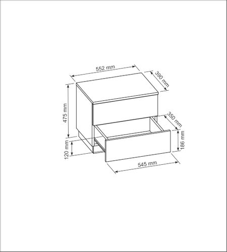 STOLIK NOCNY 2 SZUFLADY BIAŁY POŁYSK + LED na Arena.pl