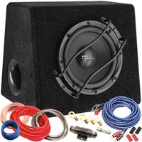 Subwoofer samochodowy aktywny 20 cm 8" TAMDEL CS-08A + zestaw kabli