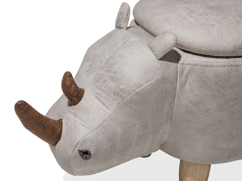 Pufa zwierzak ze schowkiem ekoskóra jasnoszara RHINO zdjęcie 6