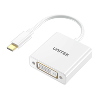 Unitek Adapter USB-C na DVI 1080P@60Hz, biały, 15cm