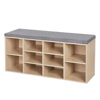 Szafka na buty 104x30x48 cm dębowa z siedziskiem 10 półek regulowanych