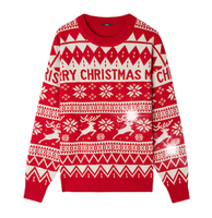 TEZENIS CZERWONY ŚWIĄTECZNY SWETER DŁUGI RĘKAW ŚWIĄTECZNE WZORY CHRISTMAS S