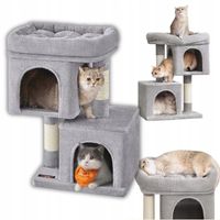 DRAPAK DLA KOTA MAŁY LEGOWISKO JASKINIA SŁUPEK DOMEK LEŻAK 2 POZIOMY 67cm