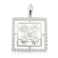 SREBRNY KWADRATOWY WISIOREK SŁONECZNIKI Z CYRKONIAMI SREBRO PRÓBY 925 SŁOŃCE
