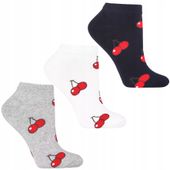 Damskie Skarpetki Stopki w Czereśnie Bawełniane Urocze 3-pary MORAJ 35-38