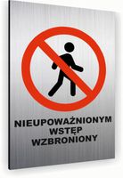 Tabliczka znak informacyjny 20x15 Srebrna WSTĘP WZBRONIONY Dibond NADRUK UV