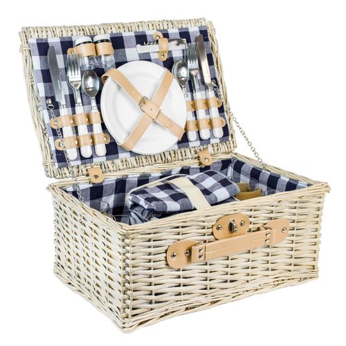 Wiklinowy kosz koszyk piknikowy 4 osób sztućce kieliszki prezent dzień ojca na Arena.pl