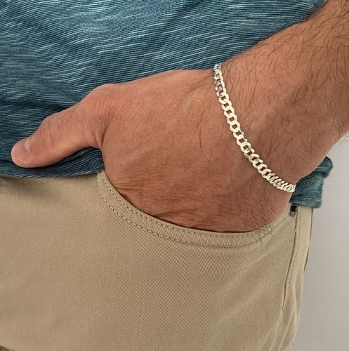 SREBRNA MĘSKA BRANSOLETKA PANCERKA 4.5mm SREBRO PEŁNE DIAMENTOWANE na Arena.pl