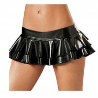 SEXY CZARNA PLISOWANA MINI SPÓDNICZKA VINYL XXL