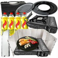 KUCHENKA turystyczna GAZOWA GRILL OSŁONA kartusz x4 MaxiCamp CERTYFIKAT