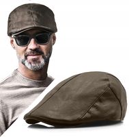 Kaszkiet męski skórzany PREMIUM ocieplany zimowy brązowy Pako Jeans