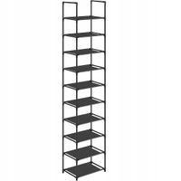 SONGMICS Regał na buty 10 poziomów 33x33x173 cm czarny metal wąski