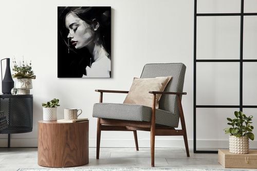 Obraz Canvas Czarno-Biały Kobiecy PORTRET Czerwone Usta 40cm x 50cm na Arena.pl