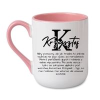 KUBEK Z IMIENIEM "KRZYSZTOF" Wzór - Elegant Coffee Różowy 330 ml