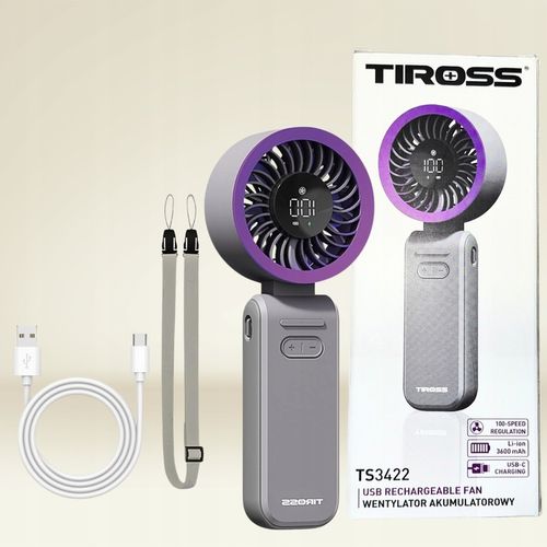 PRZENOŚNY WIATRAK MINI WENTYLATOR BIURKOWY CICHY RĘCZNY 3600mAh 100 trybu na Arena.pl