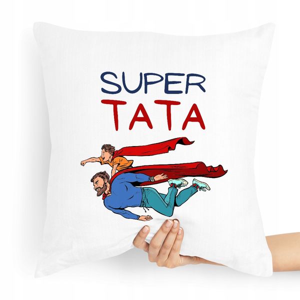 Poduszka Prezent Dla Taty Ojca Super Tata Z Nadrukiem Ze Zdjęciem zdjęcie 1