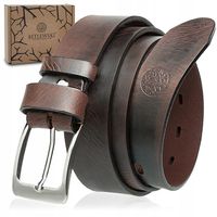 Pasek skórzany męski Betlewski brązowy klasyczny skóra prezent + certyfikat