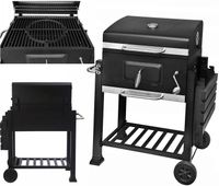 GRILL WĘGLOWY DUŻY OGRODOWY ŻELIWNY RUSZT Z POKRYWĄ TERMOMETR ŻELIWNYM