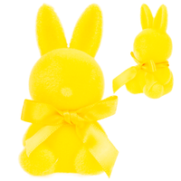 Flokowany Wielkanocny Żółty Króliczek Zajączek Z Satynową Kokardką