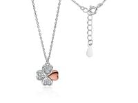 Rodowany srebrny naszyjnik gwiazd celebrytka koniczynka lucky białe cyrkonie srebro 925 Z1725NRGR