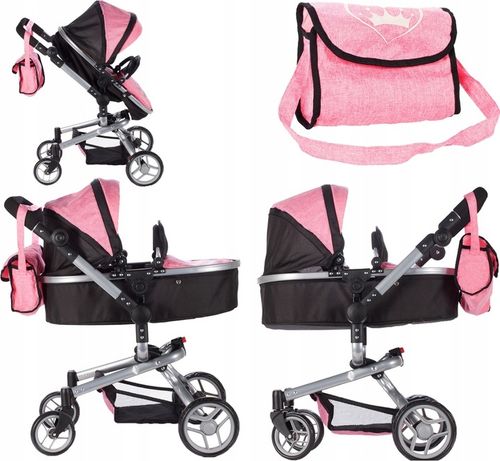 WÓZEK DLA LALEK GŁĘBOKI SPACERÓWKA 2w1 LEKKI SKŁADANY + TORBA + GONDOLA na Arena.pl