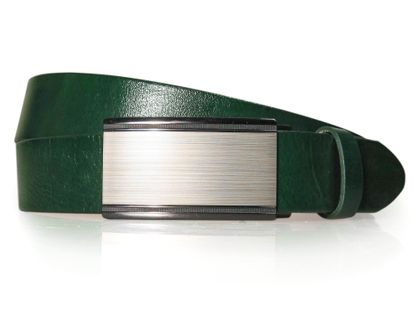 Zielony męski pasek z automatyczną klamrą KMG40 Rozmiar paska - 110 cm